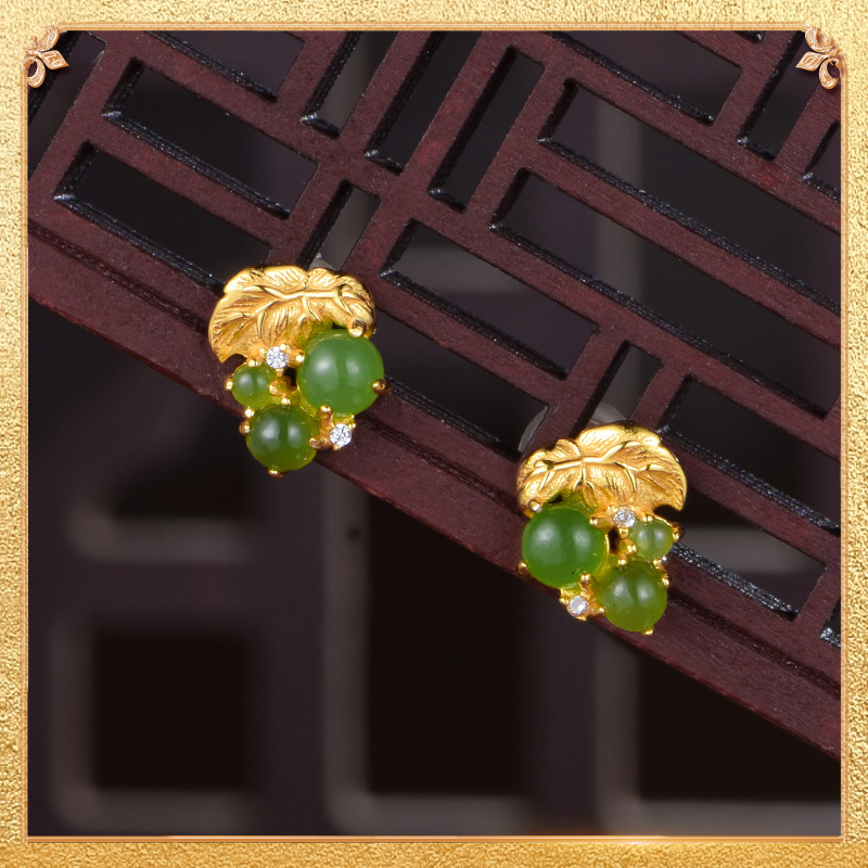 These Grape Ear studs symbolize abundance and prosperity.
