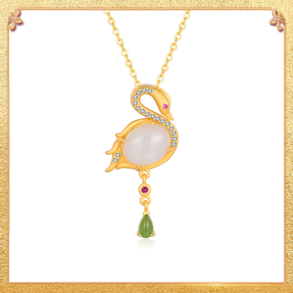 close-up shot display of the swan pendant