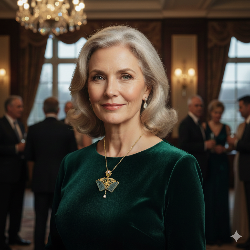 Jadeite "Fan Edge Treasure" 2-in-1 Brooch/Pendant (Model K3835)