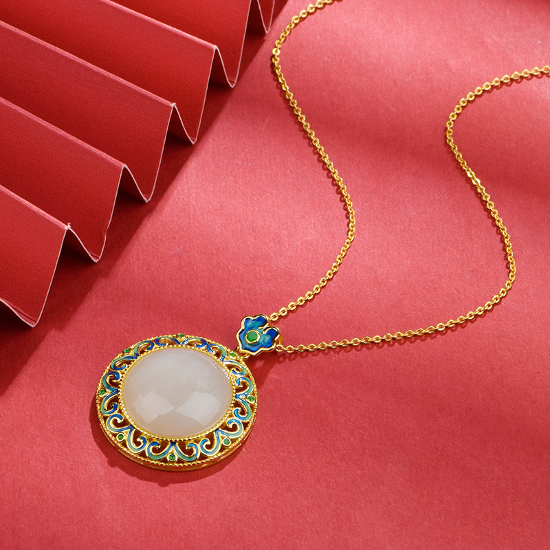 Hetian Jasper "Butterfly Whisper" Bright Gold Necklace (Model K1408)