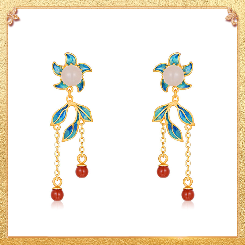 Flowers of dreams Earrings - Retro Chinese style