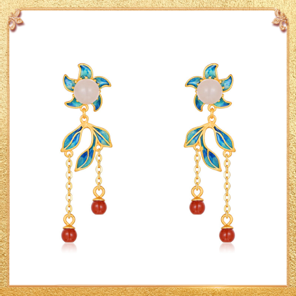 Flowers of dreams Earrings - Retro Chinese style