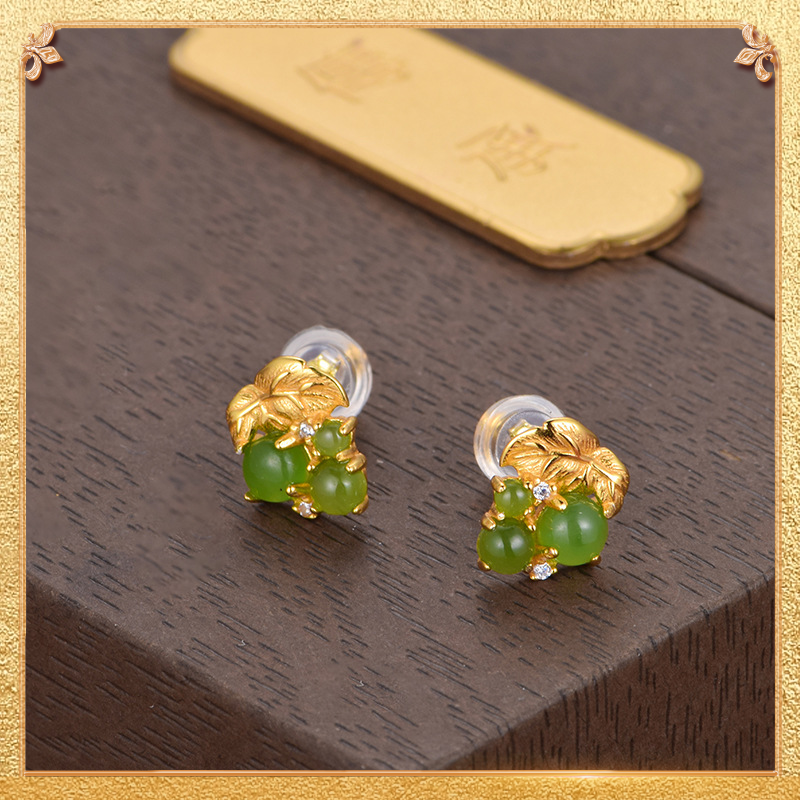 These Grape Ear studs symbolize abundance and prosperity.
