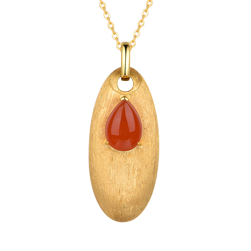 Southern Red Agate Water Drop Brushed Ear Drop