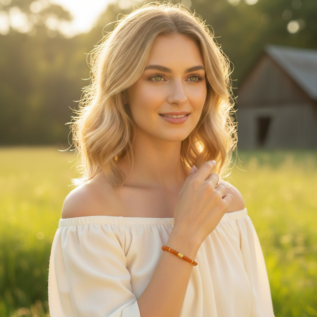 Southern Red Agate Minimalist Bracelet (Model K3650)