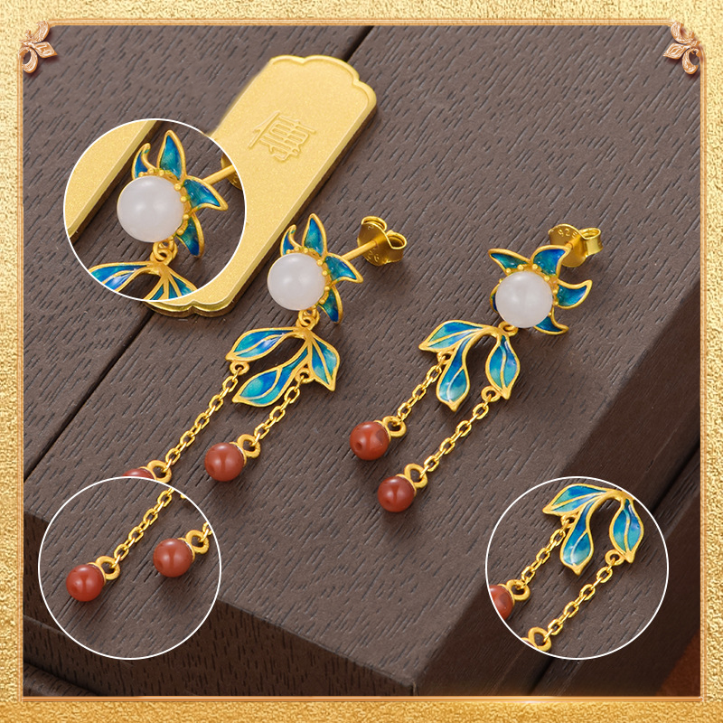 Flowers of dreams Earrings - Retro Chinese style