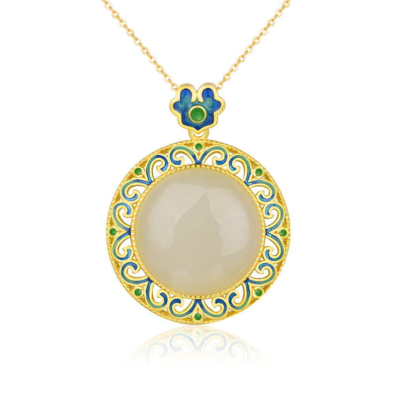 Hetian Jasper "Butterfly Whisper" Bright Gold Necklace (Model K1408)