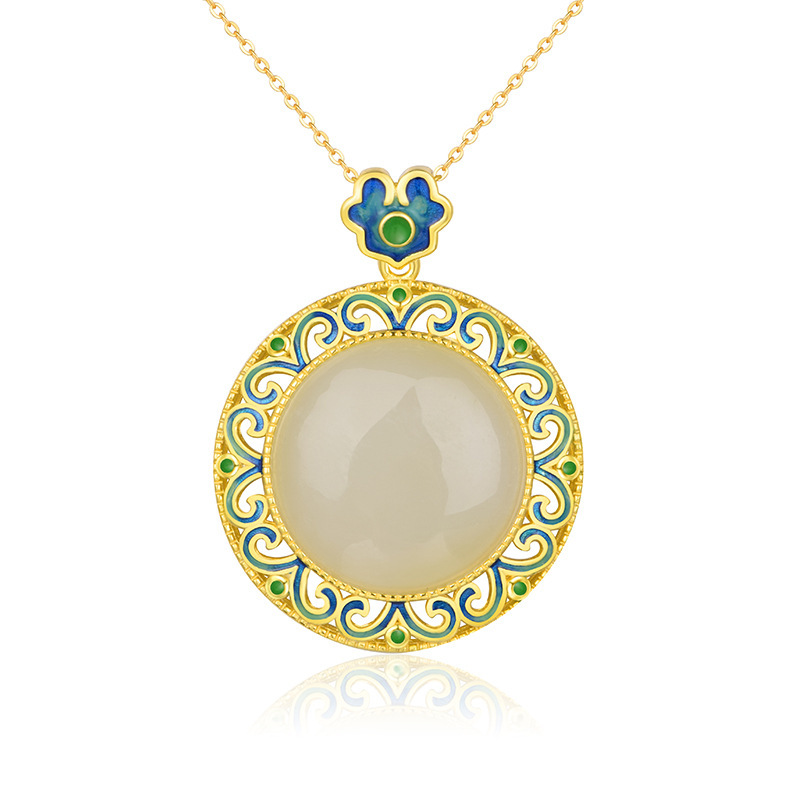 Hetian Jasper "Butterfly Whisper" Bright Gold Necklace (Model K1408)