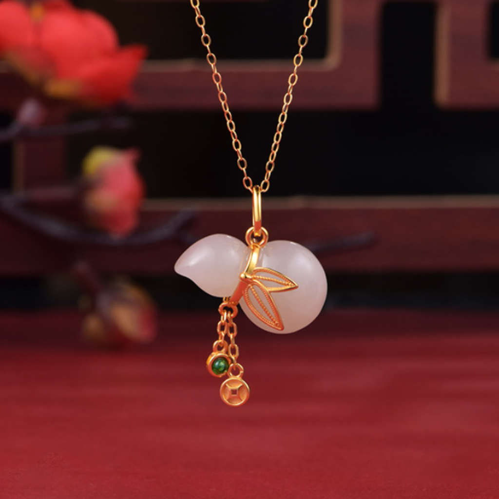 S925 silver Hetian jade gourd pendant