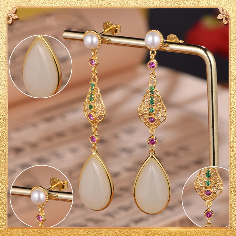 detail display of  the poetry earrings