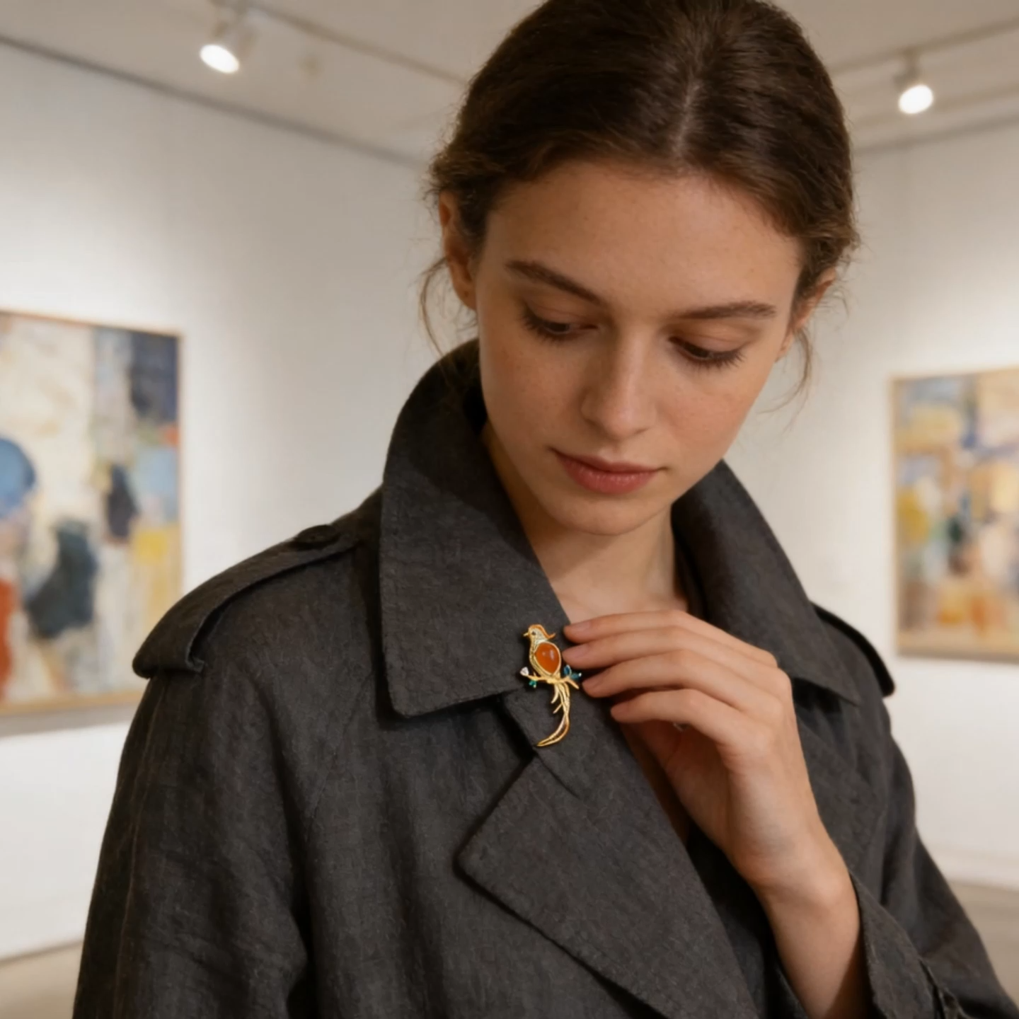 Southern Red Agate "Joy on the Brow" Brooch (Model K3512)