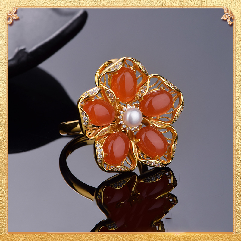 Double-wear South Red Agate Ring & Pendant