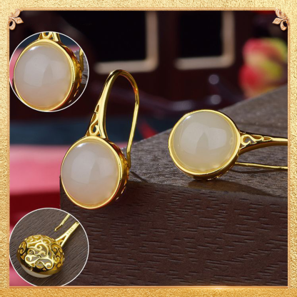 detail display of the green lotus earrings