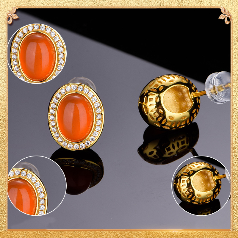 South Red Agate Fortune-bringing studs