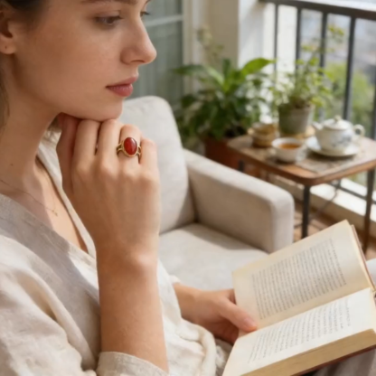 New Chinese-style South Red Agate Ring