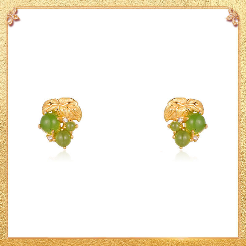 These Grape Ear studs symbolize abundance and prosperity.