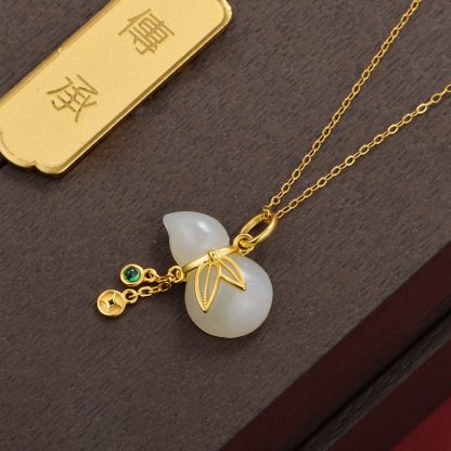 S925 silver Hetian jade gourd pendant