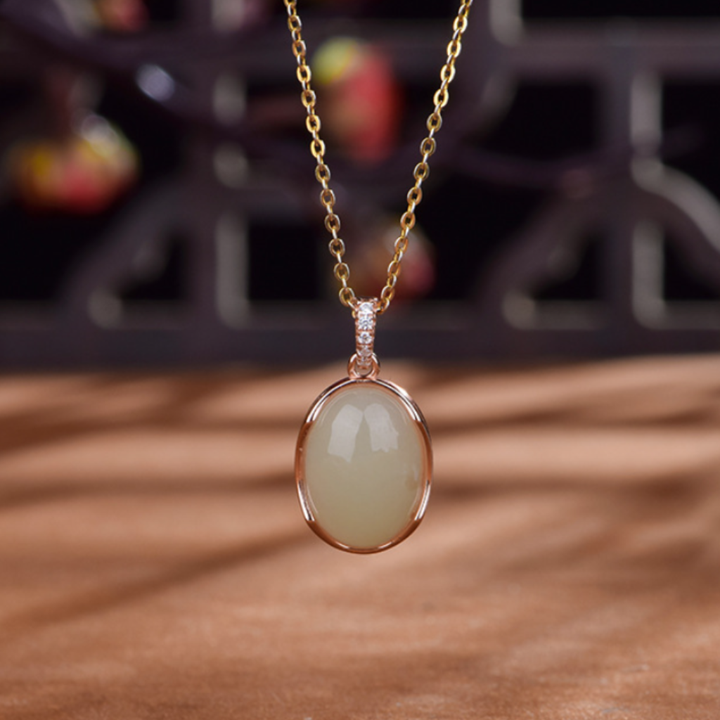 minimalist Hetian white jade pendant
