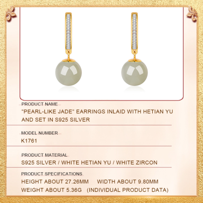 the specification and size of the pearl-like jade earrings