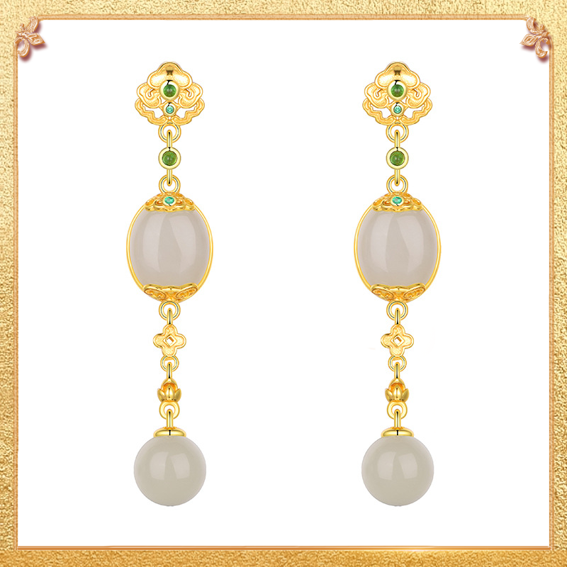 close-up shot display of the auspicious clouds earrings