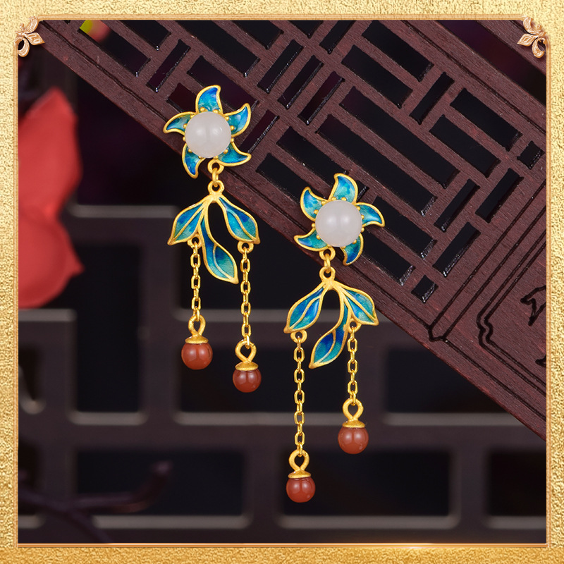 Flowers of dreams Earrings - Retro Chinese style