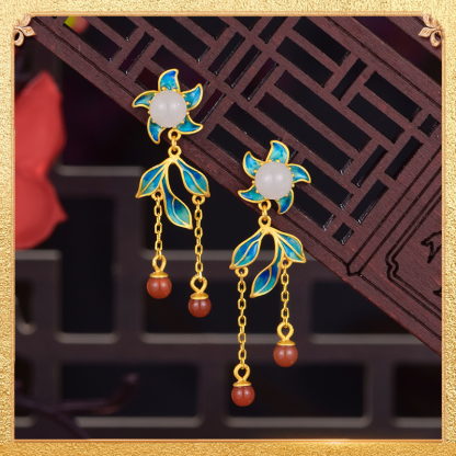 Flowers of dreams Earrings - Retro Chinese style