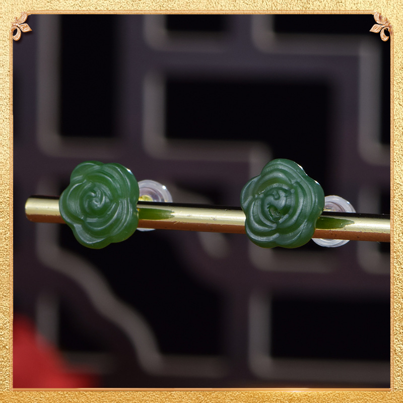 Rose Ear studs, the petals are exquisitely shaped like a real rose's.