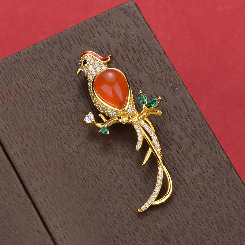 Southern Red Agate "Joy on the Brow" Brooch 