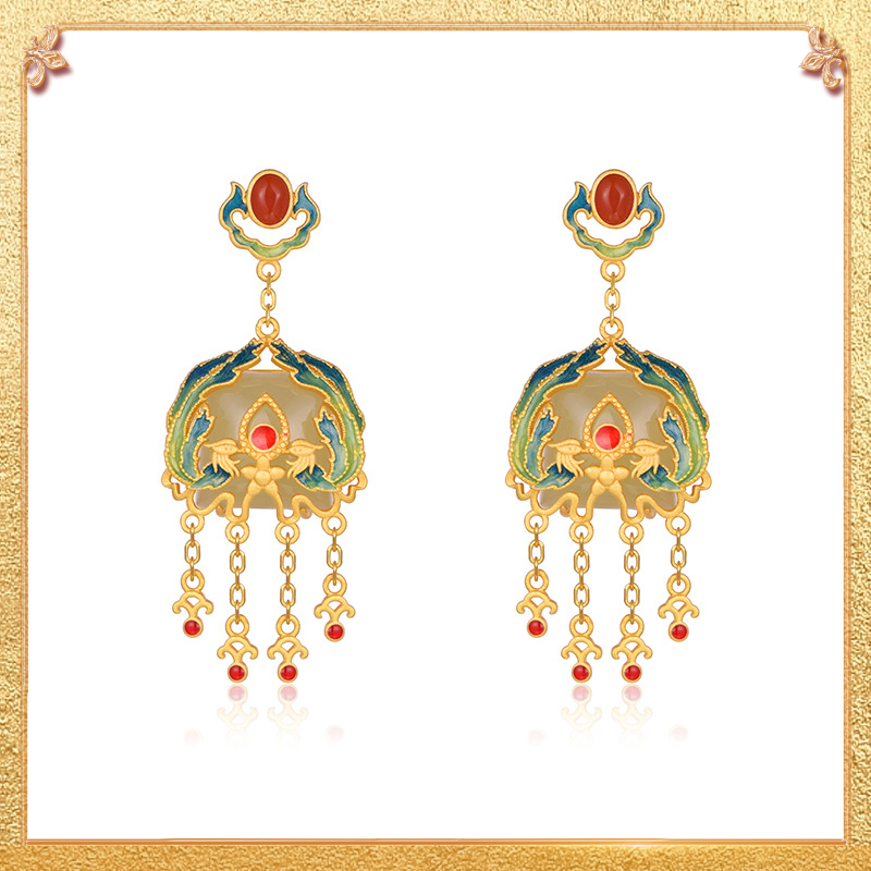 close-up shot display of the phoenixes earrings