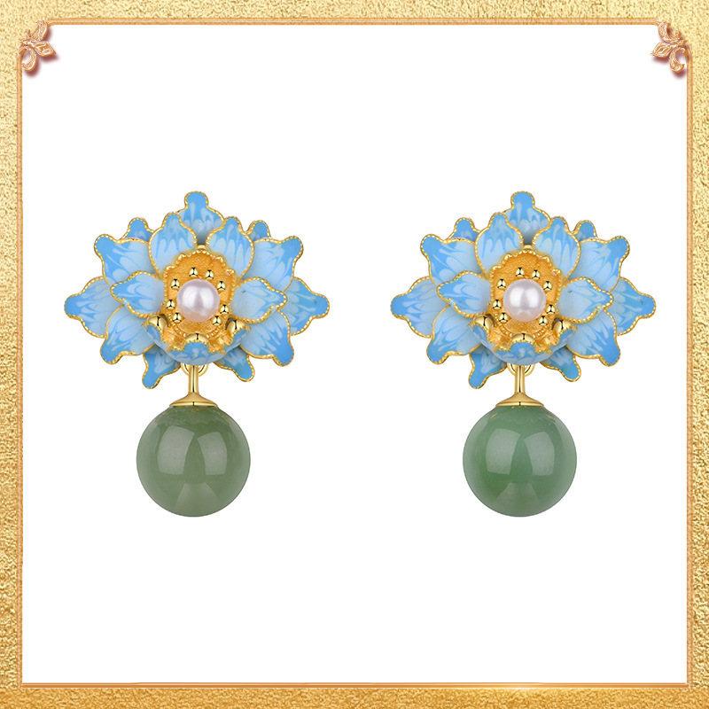 Peony Earrings symbolizing prosperity, romance, and beauty