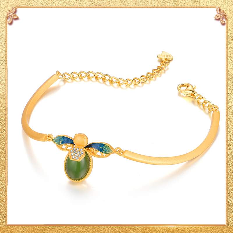 close-up shot display of the bee bracelet