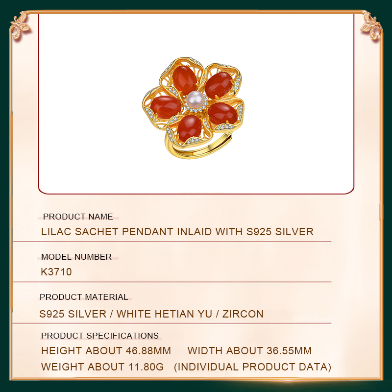 Double-wear South Red Agate Ring & Pendant