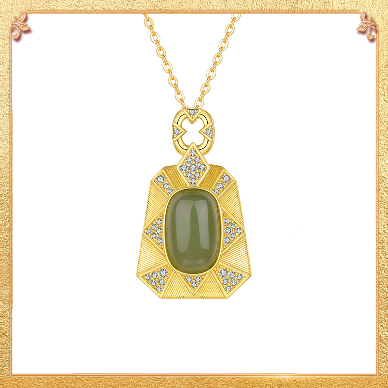 close-up shot display of the square jade pendant