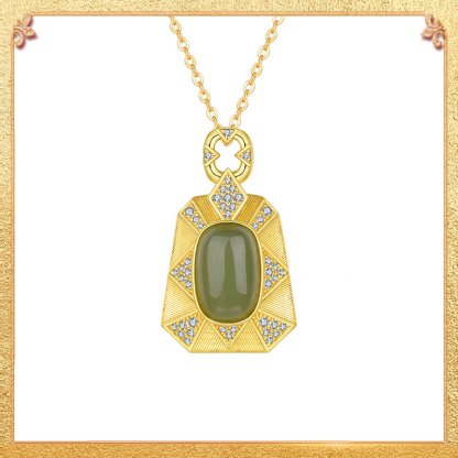 close-up shot display of the square jade pendant