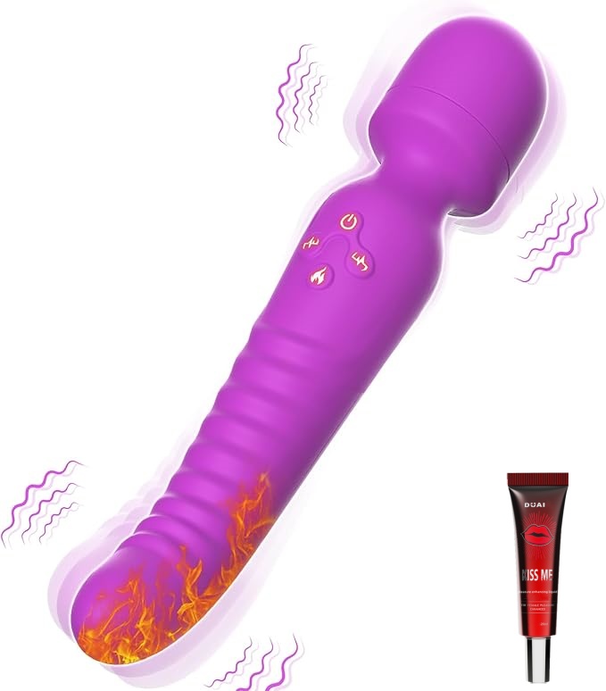 Vibrator Wand - Heating Dildo Wand Massager Stimulator Clitoral, Nipples and G S potwith 7 Vibrating Modes, Adult Sex Toys for Female or Couples, Women Sex Machine(Purple)