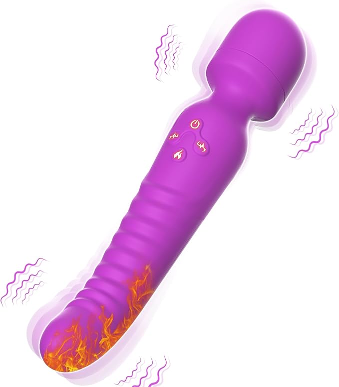 Vibrator Wand - Heating Dildo Wand Massager Stimulator Clitoral, Nipples and G S potwith 7 Vibrating Modes, Adult Sex Toys for Female or Couples, Women Sex Machine(Purple)