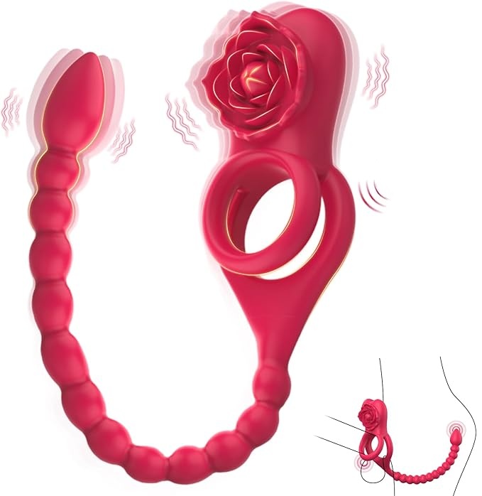 2025 New Sexual Experience💥💥 -- Rose Ring + Bead Butt Plug🌹🌹