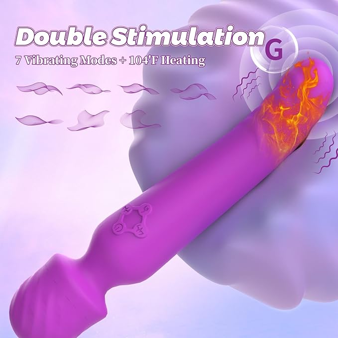 Vibrator Wand - Heating Dildo Wand Massager Stimulator Clitoral, Nipples and G S potwith 7 Vibrating Modes, Adult Sex Toys for Female or Couples, Women Sex Machine(Purple)