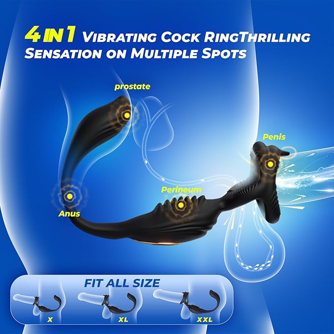Vibrating Cock Ring Vibrator, 7 Vibration Male Sex Toys for Men Anal Vibrator with Bullet, Prostate Massager Adult Toy, Remote Control Penis Ring Vibrators Couple Sex Toys, Adult Toys for Men