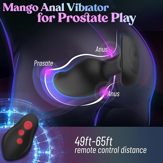 Vibrating Butt Plug Large Prostate Massager, Estim Anal Plug Male Anal Sex Toys, 8 Electric Shock & Vibrating Anal Dildo Vibrators, Prostate Stimulator Toy Remote Control Huge Buttplug for Men & Women