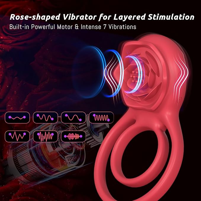 Unisex Rose Vibrator💑💑 - Rose Double Ring💕💕