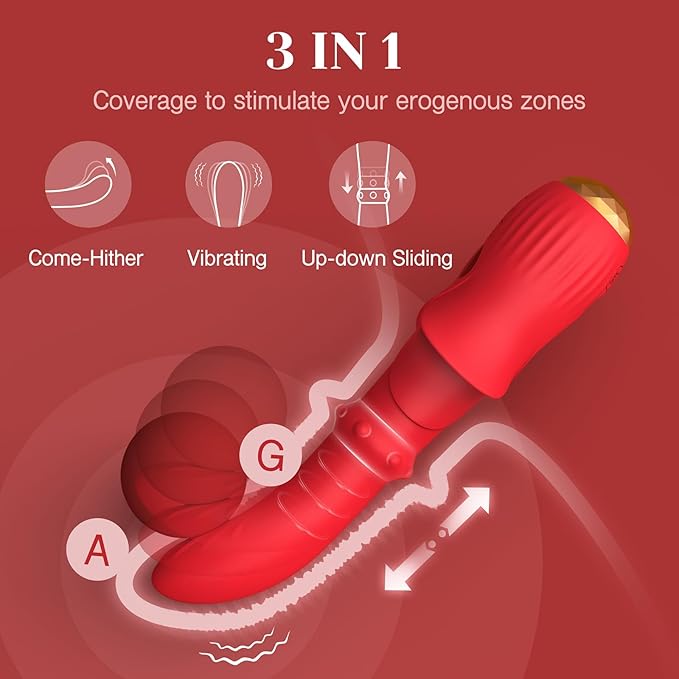 Tracy's Dog Powerful G Sopt Vibrator, LED Display Adult Toy Dildo with 9 Come-Hither & Vibrating & Up-Down Sliding Modes, Silicone Sex Toys for Women Clitoral Anal Stimulation (Placit)