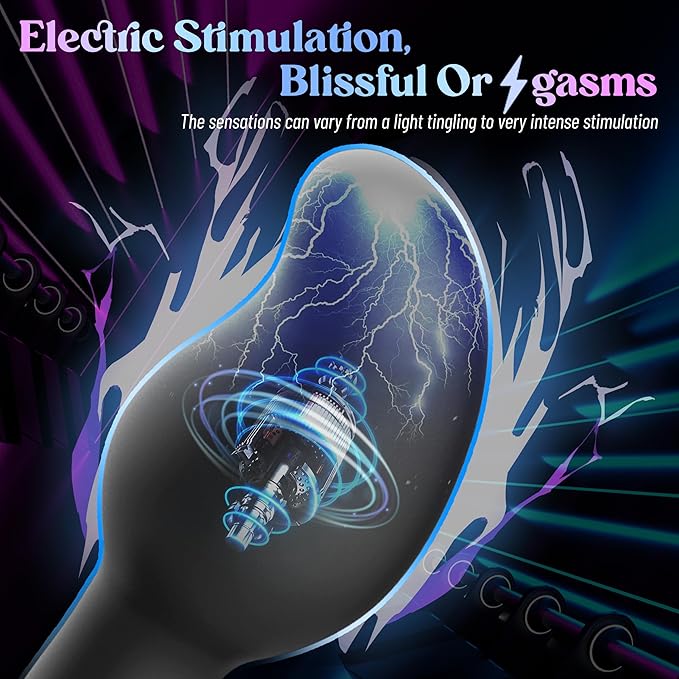 Vibrating Butt Plug Large Prostate Massager, Estim Anal Plug Male Anal Sex Toys, 8 Electric Shock & Vibrating Anal Dildo Vibrators, Prostate Stimulator Toy Remote Control Huge Buttplug for Men & Women