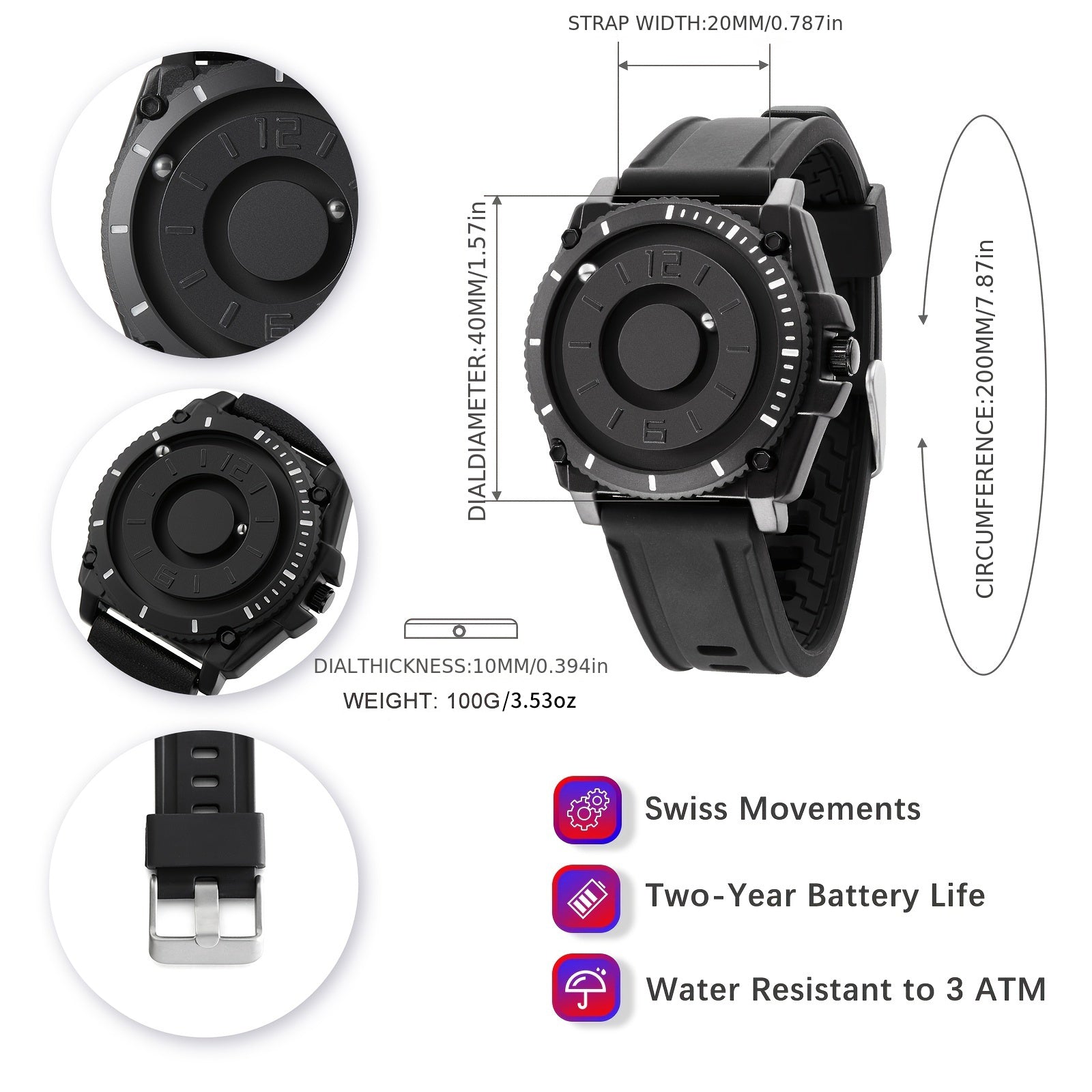 EUTOUR Cool Magnet Watches For Men