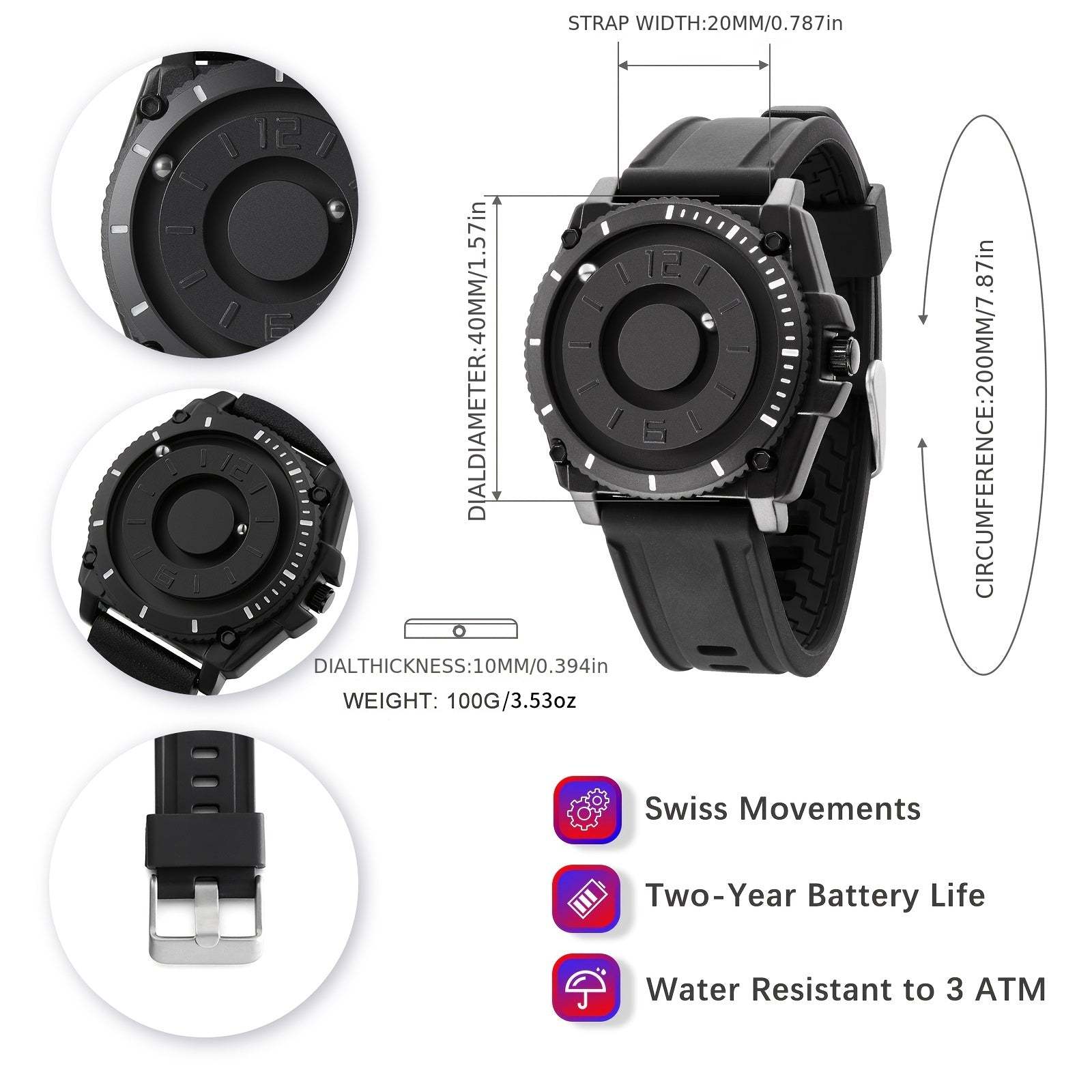 EUTOUR Cool Magnet Watches For Men