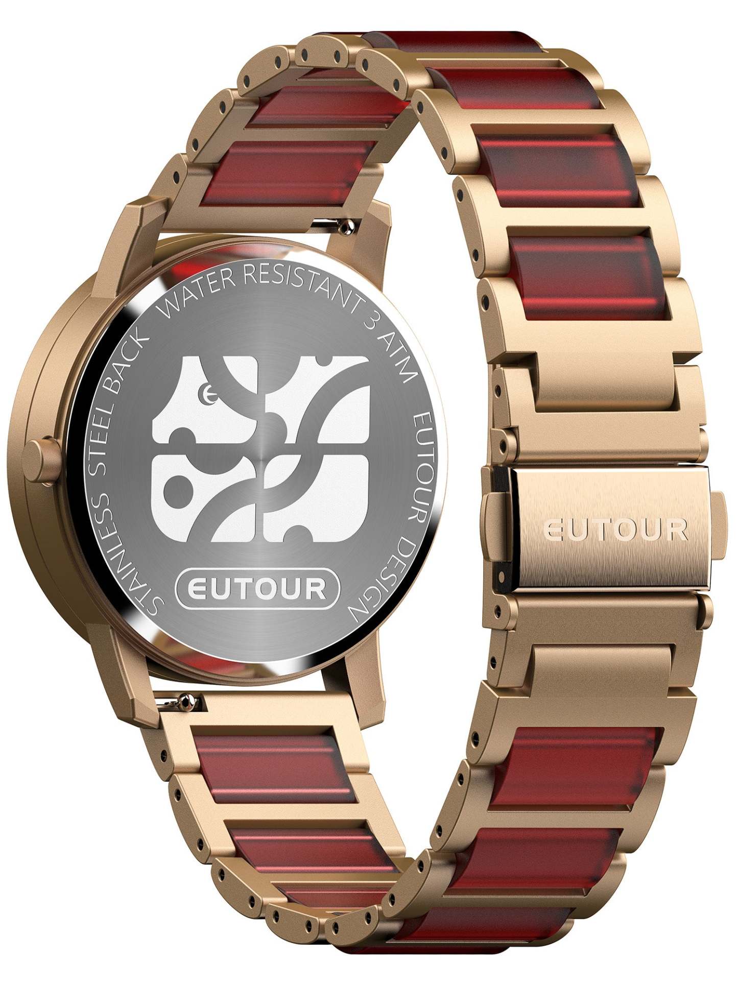 EUTOUR Magnetic Gold Watch with Red Dial
