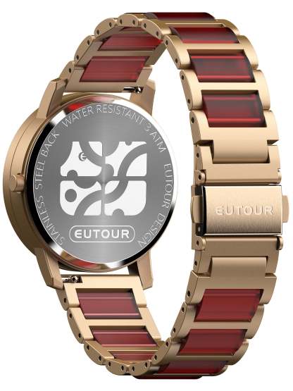 EUTOUR Magnetic Gold Watch with Red Dial