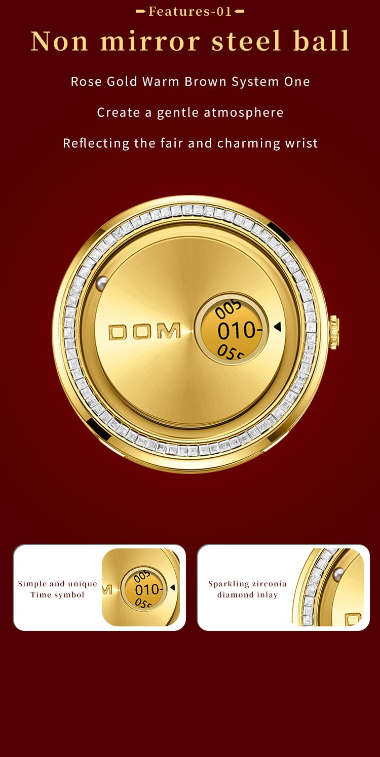 DOM 1759 New Original Factory Magnetic gold Trend Leather Women's Watch