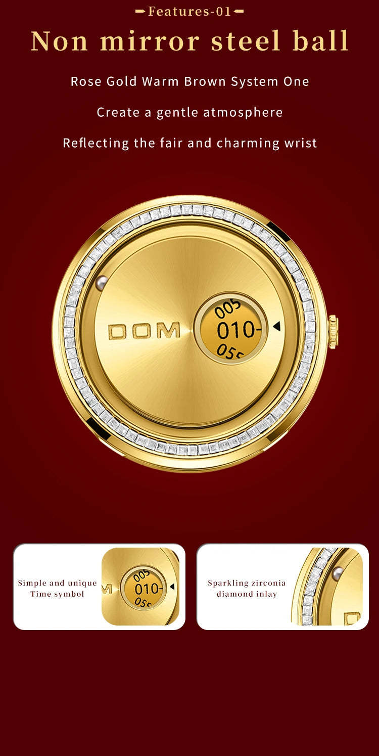 DOM 1759 New Original Factory Magnetic gold Trend Leather Women's Watch