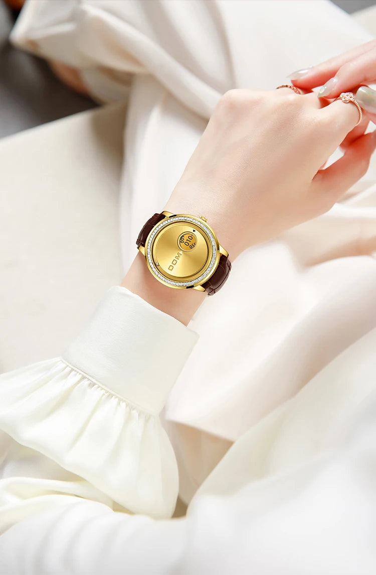 DOM 1759 New Original Factory Magnetic gold Trend Leather Women's Watch